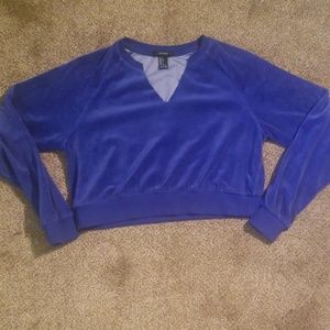 Blue Velvet Cropped Sweatshirt FOREVER 21